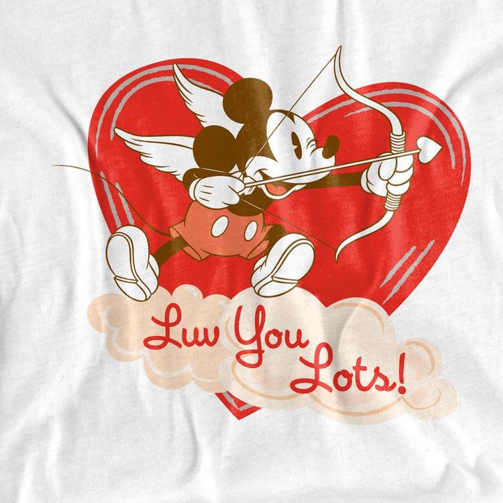 Actual product image Mickey Mouse Unisex Adult Luv You Lots! Vintage Valentine's Day T-Shirt (XL)