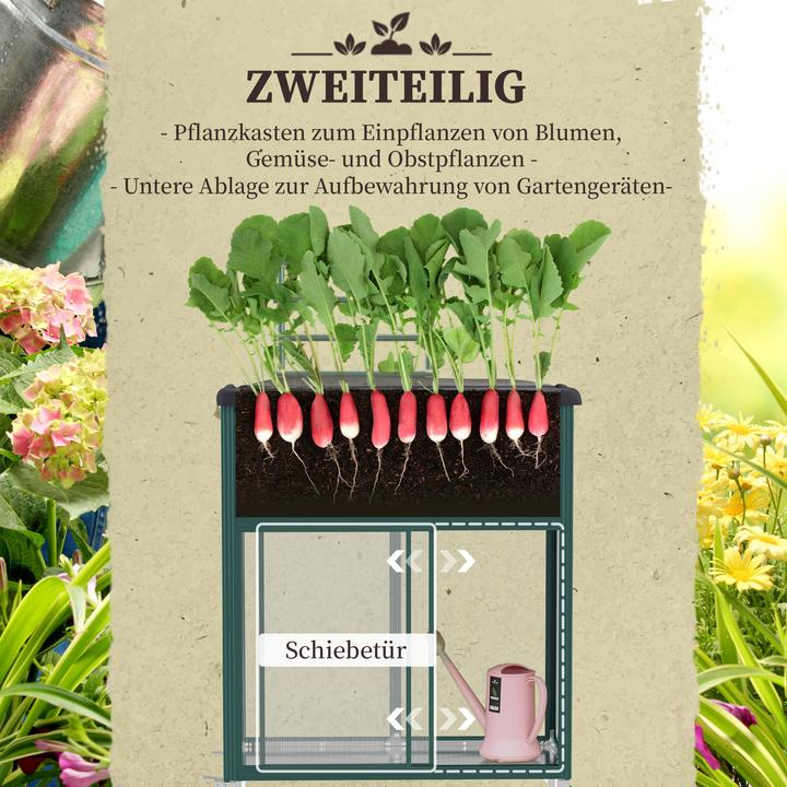 Actual product image Outsunny Raised bed with castors and lower sliding door