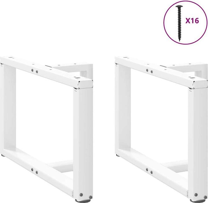 Produktbild VidaXL Couchtischbeine T-Form 2 Stk. Weiss 70x25x(42-43) cm Stahl Tischbein