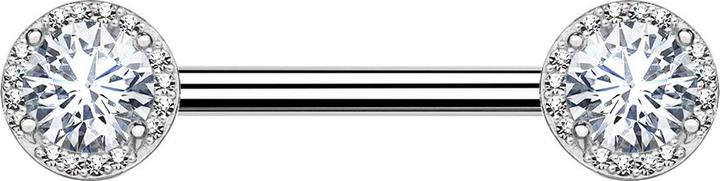 Star Piercing Barbell silber Kristall gefasst mit Kristallen (Chirurgenstahl 316L, Messing)