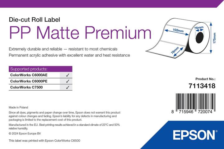 Actual product image Epson Pp Matte Label Prem Die-Cut