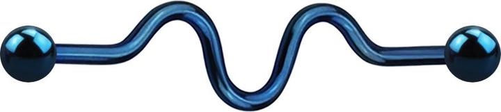 Immagine prodotto Star Piercing Barbell blu scuro a zig zag con due palline (Acciaio chirurgico 316L)