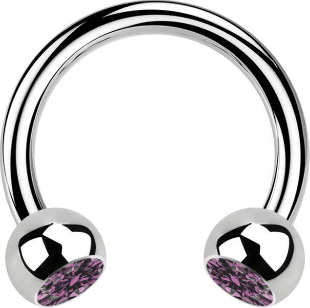Produktbild Star Piercing Micro Circular Barbell silber mit zwei Kugeln Kristall hellviolett (Chirurgenstahl 316L, ohne Messing)
