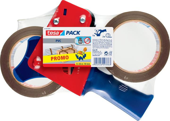 Produktbild tesa tesapack Handabroller Set mit 2 reissfesten PVC Packbändern (50 mm)