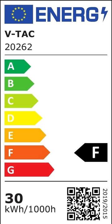 Energie-Label V-TAC VT138S 30W LED PIR Sensor Fluter SAMSUNG Chip Black Body 3000K (2340 lm, IP65)