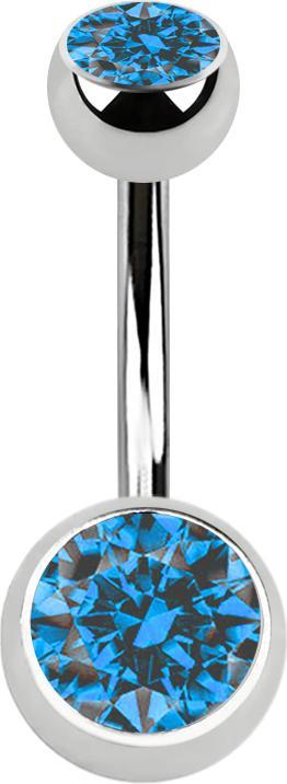 Produktbild Star Piercing Banane silber mit zwei Kugeln Kristall hellblau (Chirurgenstahl 316L, ohne Messing)