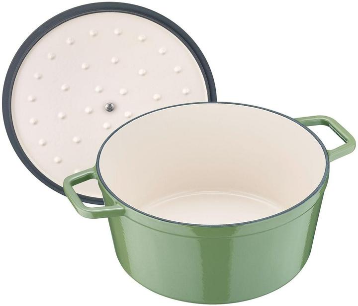 Produktbild Berndes Bräter Cocotte B.IRON Gusseisen rund 24 cm 3,75 Liter salbeigrün INDUKTION (24 cm, Bräter + Schmortopf, Gusseisen)