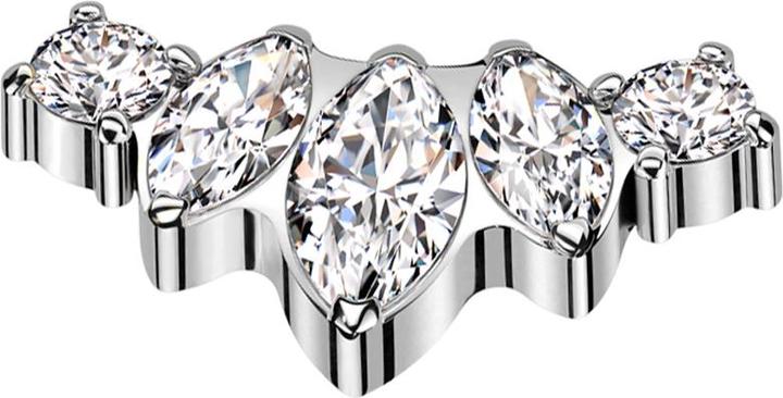 Produktbild Star Piercing Dermal Anchor silber drei Ovale und zwei runde Kristalle silber (ohne Messing, Titan G23)