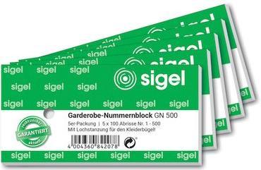 Produktbild Sigel Garderobe-Nummernblok, 5er-Pack (500 x)