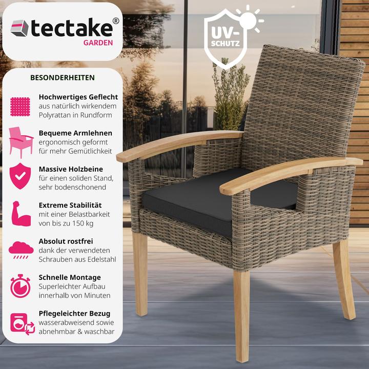 Produktbild tectake Rattan Stuhl Rosarno