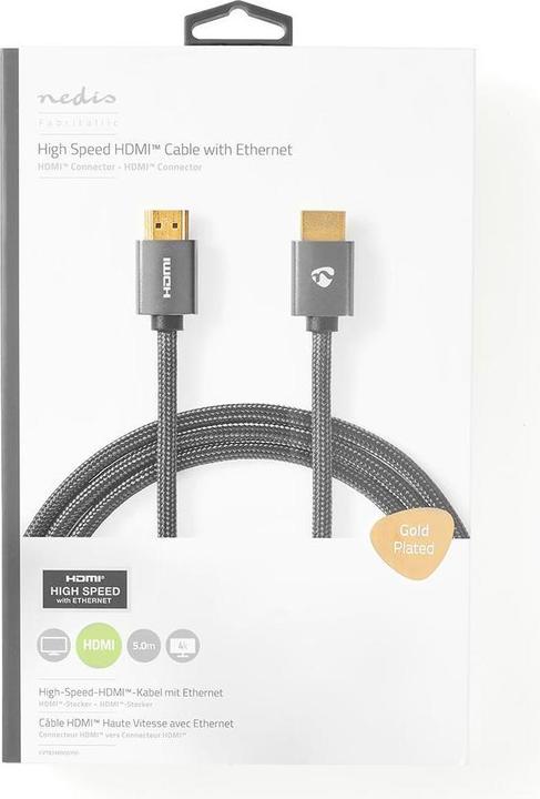 Produktbild Nedis High Speed??HDMI Kabel mit Ethernet| HDMI Stecker|| 4Ka60Hz| - Kabel - Digital/D (5 m, HDMI)