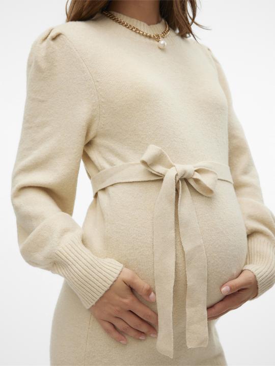 Produktbild Mamalicious Normal geschnitten Rollkragen Gerippte Ärmelbündchen Ballonärmel Kurzes Kleid Strickkleid (XL)