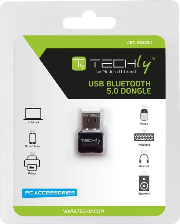 Immagine prodotto Techly Adattatore dongle USB Bluetooth 5.0 classe 2 + EDR (Trasmettitore e ricevitore)