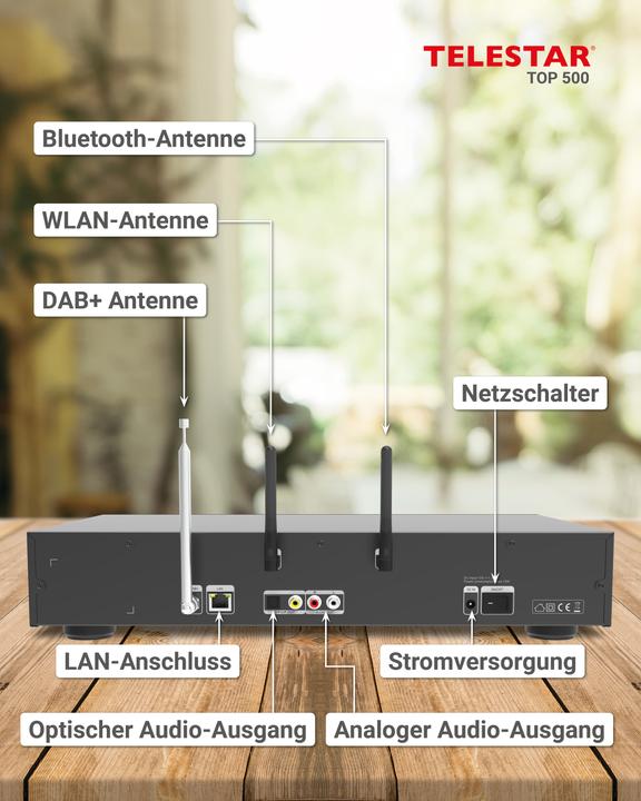 Immagine prodotto Telestar TOP 500 sw HiFi-Tuner 43cm,Internet/DAB+/UKW,Streaming,BT,HM (Sintonizzatore radio)