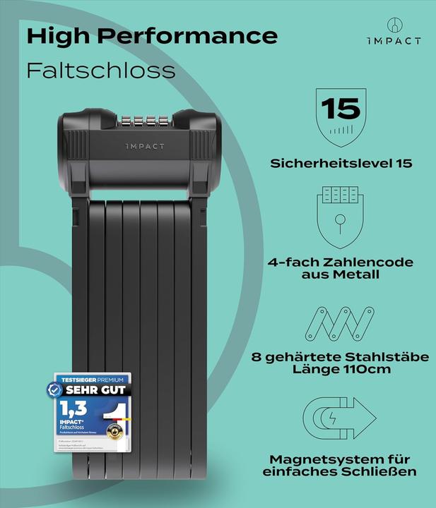 Produktbild Impact Bike Accessories PortaLock 15 - Velo-Zahlenschloss (110 cm)