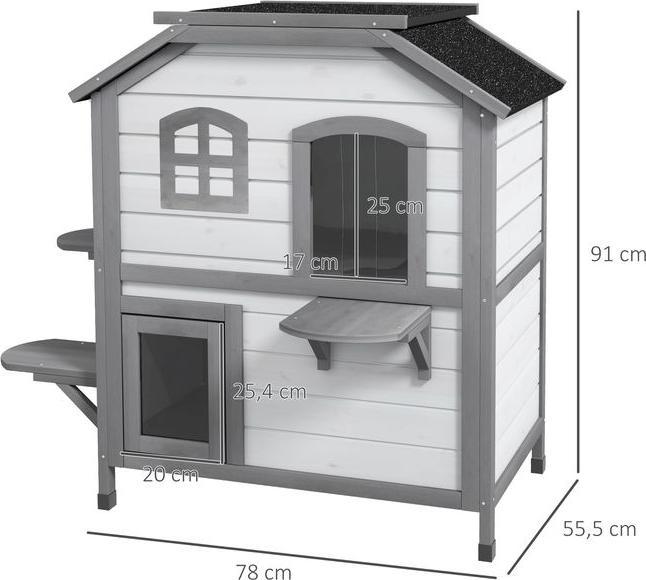 Image du produit Swisshandel24 Maison pour chat Cabane pour chat Grotte pour chat, 2 étages, résistant aux intempéries (Chat)