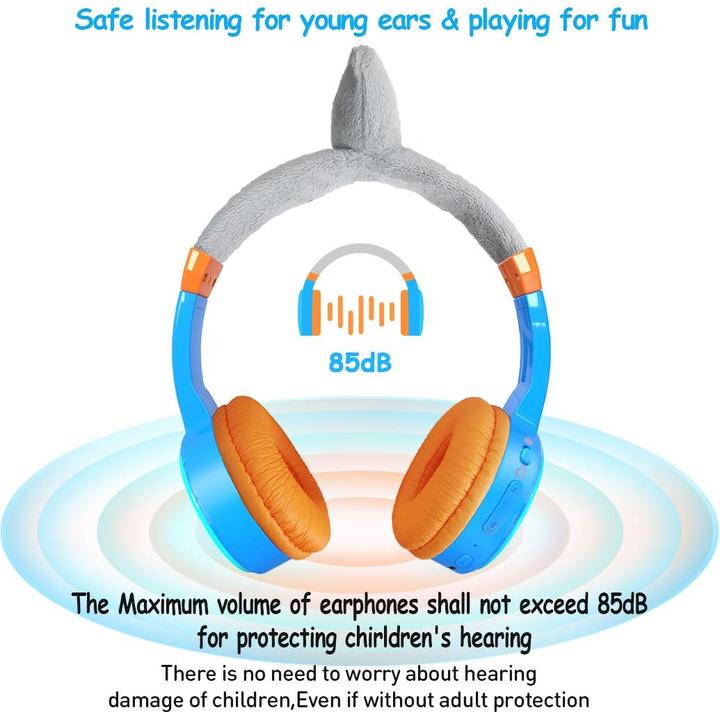 Produktbild PhoneLook Coole Wireless Bluetooth 5.3 Kopfhörer für Kinder mit gedämpfter Lautstärke 85dB und lustigem Design
