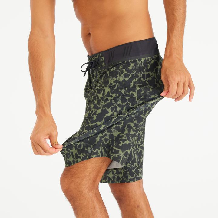 Produktbild Olaian Boardshorts Surfen Herren lang 900 20" Morpho Army grün (42)