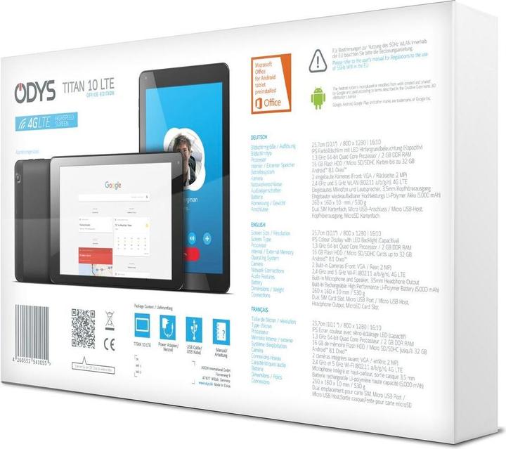 Immagine prodotto Odys n 10 LTE (4G, 10.10", 16 GB, Nero)