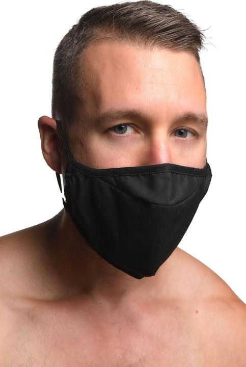 Produktbild Master Series Dildo Gesichtsmaske mit Mundfüllung Schwarz