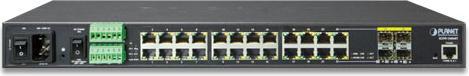 Actual product image Planet Industrial L2 Gigabit Managed Switch 24 Gigabit port 4 Shared SFP slots Rackmount (24 Ports)