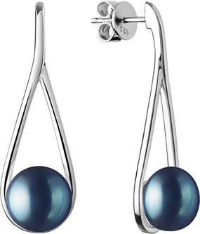 Actual product image Silvego Luxury silver earrings with real black pearl GRP20222EB