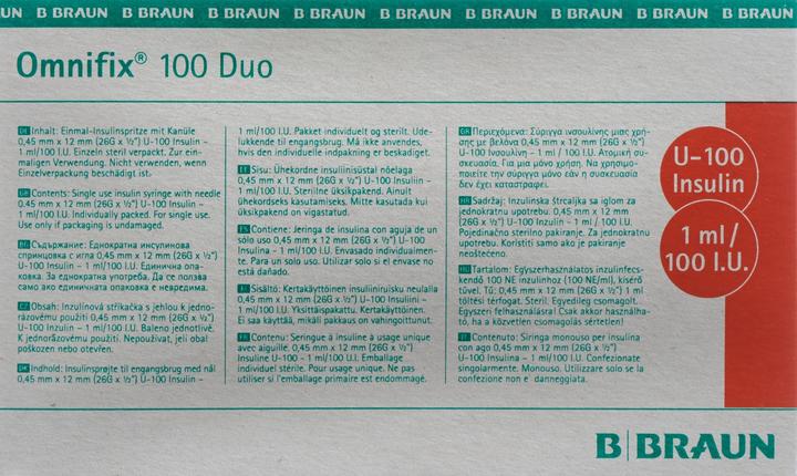 Immagine prodotto B.Braun Insulin 1 ml duo mit Kanüle G26 (Siringa di insulina)