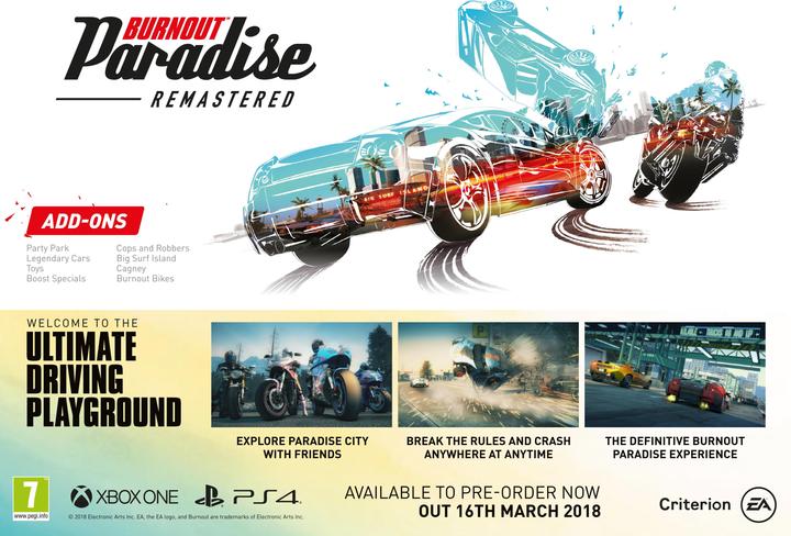 Produktbild EA Games Microsoft Burnout Paradise Remastered, Xbox One Überarbeitet (Xbox One S, EN)