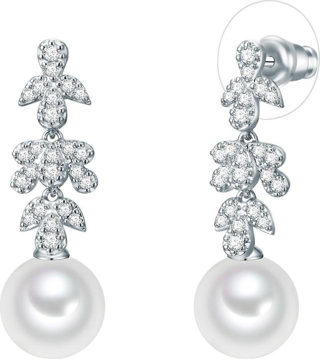 Actual product image Lulu & Jane Ladies brass cubic zirconia shell pearl silver - 29717 (Brass)