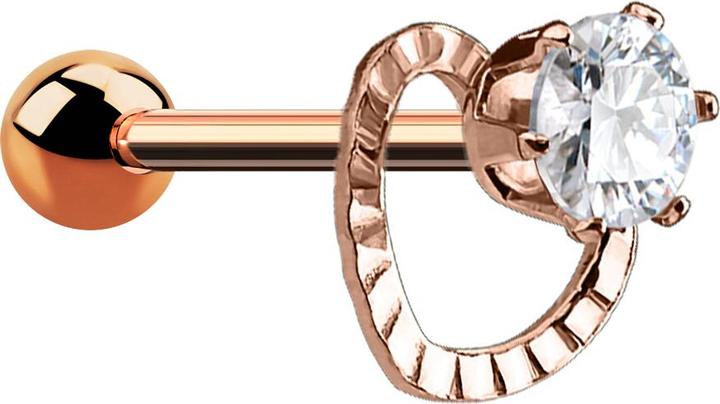Immagine prodotto Star Piercing Micro Barbell rosegold Kristall mit Herz (Acciaio chirurgico 316L, Ottone)