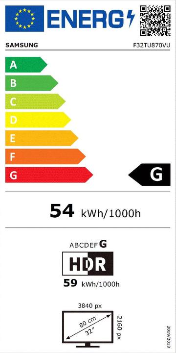 Energy Label Samsung F32TU870VU (3840 x 2160 Pixels, 32")