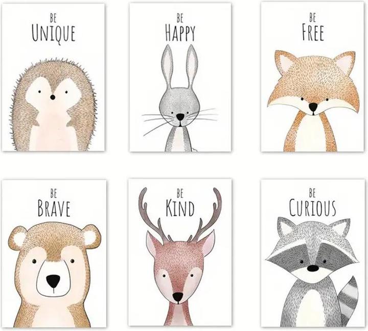 Immagine prodotto Cbx Poster Animali della foresta su tela senza cornice 6 pezzi