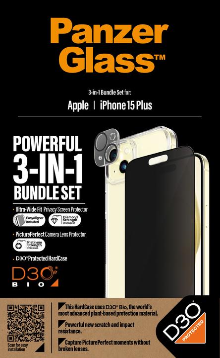Produktbild PanzerGlass 3-in-1-Pack (1 Stück, Apple iPhone 15 Plus)