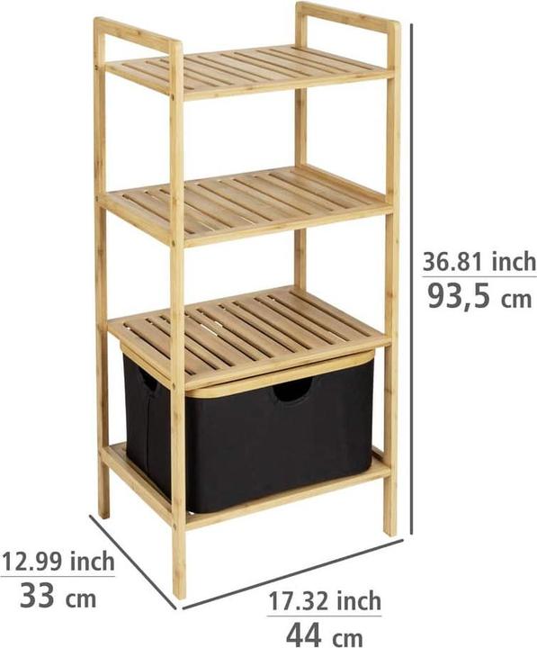 Actual product image Wenko Ecori Shelf 44 x 93.5 cm, Nature/Black (10 x 36 x 96 cm)