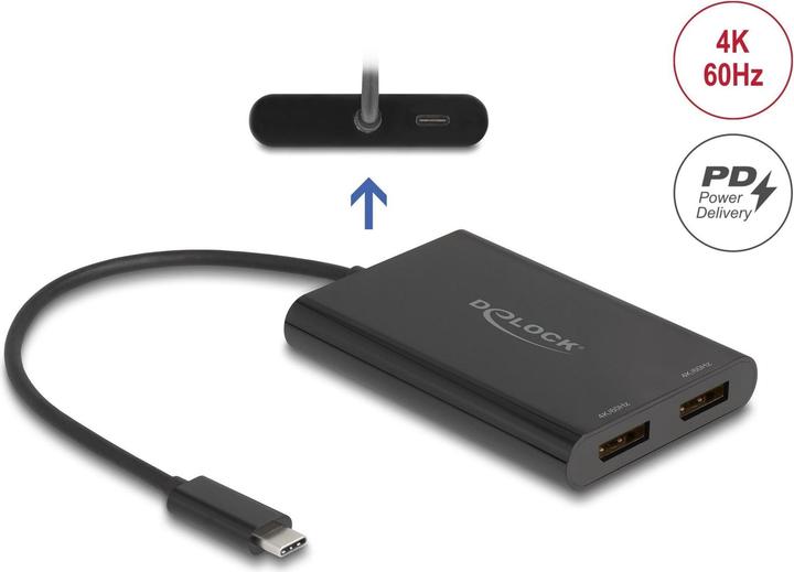 Produktbild Delock Adapter USB Type-C zu 2 x DisplayPort 4K 60 Hz mit Di (9 cm)