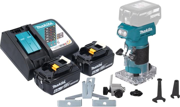 Makita DRT 52 RG Akku Kantenfräse 18 V 6 mm Brushless + 2x Akku 6,0 Ah + Ladegerät