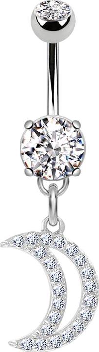Image du produit Star Piercing Banane argent avec pendentif demi-lune (Acier chirurgical 316L, Laiton)