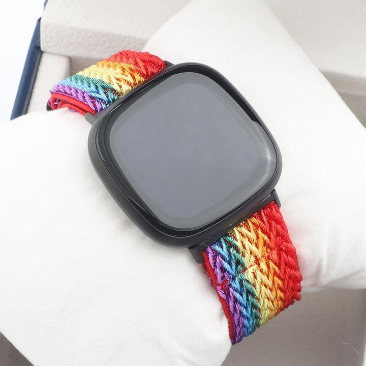 Image du produit Cover-Discount Fitbit Versa 4 / Sense 2 - Bracelet de remplacement en nylon arc-en-ciel (Nylon)
