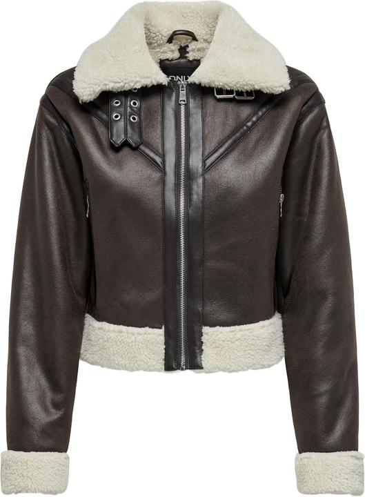 Only Fly-Away Kragen Jacke Bikerjacke in Lederoptik (L)