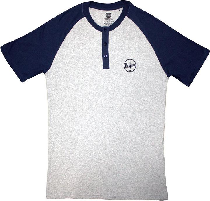 Produktbild The Beatles Mini Drum Logo 3 Button Collar Raglan (Grey, Blue) (XL)