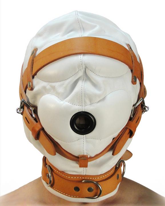 Actual product image XR Brands Total Sensory Deprivation Leather Hood - M/L - White