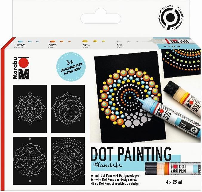 Image du produit Marabu Dot colour Dot Pen Set ""Mandala"", 4 x 25 ml à base d'eau, en liner, sèche de manière mate et