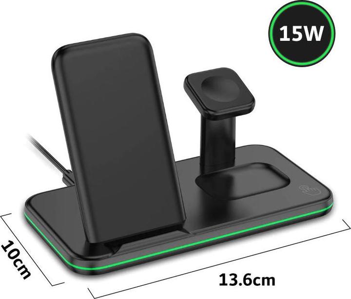 Produktbild Hermex 3-in-1 Ladestation für Smartphone Smartwatch Kopfhörer Dockingstation (15 W)