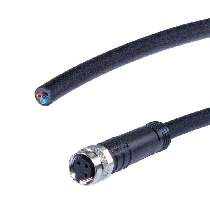 Actual product image Led2work Connection accessories Sensor cable 5m PUR M8 sensor socket 3-pin A-coded/open cable ends 24V DC