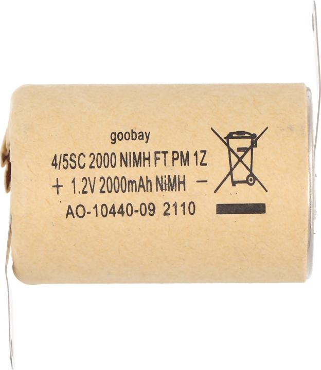 Image du produit Goobay 4/5 Sub-C, 2000 mAh, patte à souder (Z) (1 pcs, Sous-C, 2000 mAh)