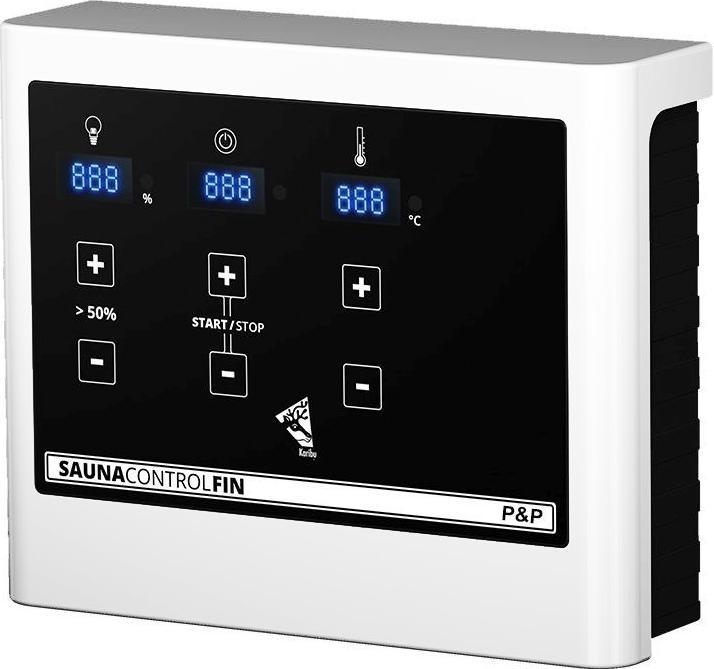 Produktbild Karibu Sauna Caspin Eckeinstieg, Kranz (Plug & Play 3,6 KW externe Steuerung)