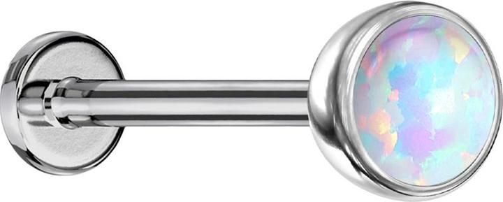 Produktbild Star Piercing Micro Threadless Labret silber Halbkugel mit Opal weiss (Titan G23, ohne Messing)