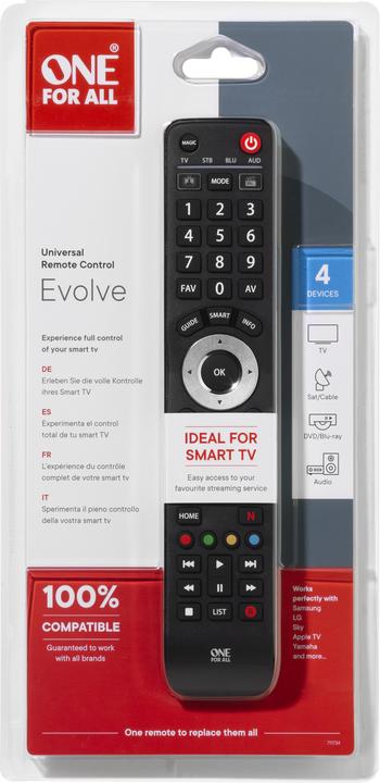 Image du produit One for All Évolution 4 (Télécommande universelle, Infrarouge)