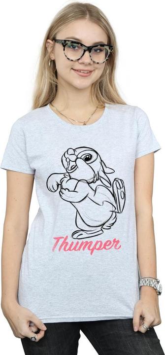 Actual product image Disney Womens/Ladies Bambi Thumper Line Drawing Cotton T-Shirt (M)