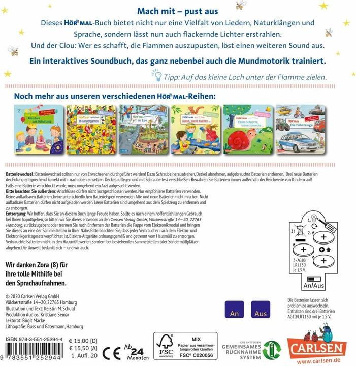 Produktbild Hör mal (Soundbuch): Mach mit - Pust aus: Gute Nacht, ihr kleinen Tiere (Deutsch, Kerstin M. Schuld, 2020)